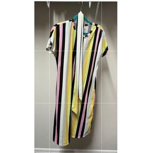 LulaRoe - Marly Striped Multi Colored Dress Midi Dress WITH POCKETS - Size XS